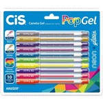 Ficha técnica e caractérísticas do produto Caneta Gel Cis Pop Neon Gliter 10 Cores Estojo - Sertic