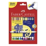 Ficha técnica e caractérísticas do produto Caneta Hidrográfica Faber-Castell Bicolor 12 Un 24 Cores