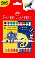 Ficha técnica e caractérísticas do produto Canetas Hidrográficas Bicolor 12 Canetinhas 24 Cores ES PM - Faber Castell