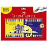 Ficha técnica e caractérísticas do produto Canetas Hidrograficas Bicolor 24 Canetinhas 48 Cores ES PM - Faber Castell