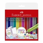 Ficha técnica e caractérísticas do produto Canetinha Hidrografica 12 Cores Fine Pen Boligrafos Faber Castell