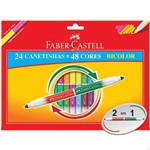 Ficha técnica e caractérísticas do produto Canetinha Hidrográfica Bicolor 24 Canetas 48 Cores Faber Castell - 15.0624p