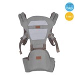 Canguru Ergonômico 5Way Maxi Baby 5 em 1 Hipseat System Até 15kgs - Cinza