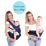 Ficha técnica e caractérísticas do produto Canguru para Bebê Ergonômico com Assento Seat Line 6 a 15kg Kababy - Azul