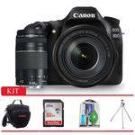 Canon 80D Kit Premium 18-135mm 75-300mm Bolsa Canon Cartão 32GB Mini Tripé e Kit Limpeza