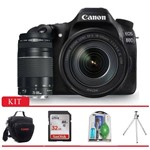 Ficha técnica e caractérísticas do produto Canon 80D Kit Premium 18-135mm 75-300mm Bolsa Canon Cartão 32GB Mini Tripé e Kit Limpeza
