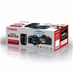 Ficha técnica e caractérísticas do produto Canon Eos Rebel T6 PREMIUM Kit 18-55mm III + 55-250mm + Bag + Cartão SD 32Gb