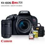 Ficha técnica e caractérísticas do produto Canon T7i Kit Premium 18-55 + 55-250 + Bolsa + Cartão 32GB + Mini Tripé + Kit Limpeza