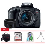 Canon T7i Kit Premium 18-55mm, 50mm, Bolsa Canon, Cartão 32GB, Mini Tripé e Kit Limpeza