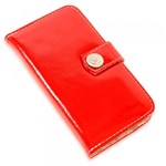 Ficha técnica e caractérísticas do produto Capa Carteira Couro Strass Verniz Vermelho Iphone 7 - Cellway