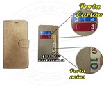 Ficha técnica e caractérísticas do produto Capa Carteira LG K12 Max LMX520BMW Dourada + Pelicula Vidro