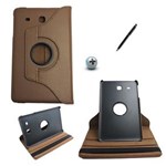 Ficha técnica e caractérísticas do produto Capa Case Galaxy Tab e - 9.6´ T560/561 Giratória 360 / Caneta Touch (Marrom)