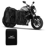 Ficha técnica e caractérísticas do produto Capa para Cobrir Moto Proteção Impermeável Raios UV Térmica Biz CG Twister MT03 MT09 Harley Preta | Tamanho G