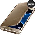 Ficha técnica e caractérísticas do produto Capa Protetora Clear View Galaxy S7 Dourada