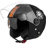 Ficha técnica e caractérísticas do produto Capacete Custom New Atomic Skull Riders Preto Lista Laranja Fosco