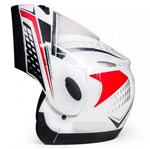 Ficha técnica e caractérísticas do produto Capacete Taurus Zarref Grafic Branco Robocop Articulado Escamoteavel Moto Tamanho 60