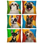 Ficha técnica e caractérísticas do produto Almofadas Decorativas Cachorros Kit 6 para Sofá 40cm X 40cm