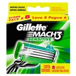 Ficha técnica e caractérísticas do produto Carga Gillette Mach 3 Sensitive 8 Unidades