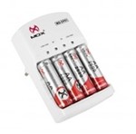 Ficha técnica e caractérísticas do produto Carregador Pilhas com 4 AA 2600 Mah Bateria 9v Mox