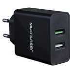 Ficha técnica e caractérísticas do produto Carregador de Parede Concept 2 Portas USB Quick Charger Preto - CB117