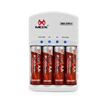 Ficha técnica e caractérísticas do produto Carregador de Pilhas MOX C/ 4 Pilhas AA 2600mAh - MO-CP51