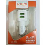 Ficha técnica e caractérísticas do produto Carregador Veicular 3.4a Com 2 Entradas USB - Kaidi kd-303