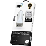 Ficha técnica e caractérísticas do produto Carregador veicular Elg CC2S 2A, 2 portas USB - Branco