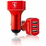Ficha técnica e caractérísticas do produto Carregador Veícular Ferrari 3 Entradas USB Vermel