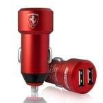 Ficha técnica e caractérísticas do produto Carregador Veicular Ferrari 2 Entradas USB - Vermelho