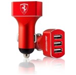 Ficha técnica e caractérísticas do produto Carregador Veícular Ferrari 3 Entradas USB Vermelho