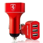Ficha técnica e caractérísticas do produto Carregador Veicular Ferrari 3 Entradas USB - Vermelho