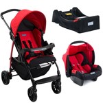 Ficha técnica e caractérísticas do produto Carrinho de Bebê Burigotto Ecco e Bebê Conforto com Base - Red