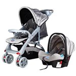Ficha técnica e caractérísticas do produto Carrinho de Bebê Prime Baby Elegance Travel System com Bebê Conforto 1019-C - Prata/Cinza