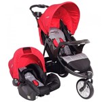 Ficha técnica e caractérísticas do produto Carrinho de Bebê Travel System Kiddo Fox Cinza e Vermelho * Bebê Conforto