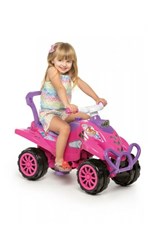 Carrinho de Passeio Infantil com Empurrador e Pedal Bebê Cross Turbo Rosa - Calesita