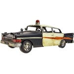 Ficha técnica e caractérísticas do produto Carro de Policia de Metal Minitura Mini Veicúlo Decorativo Vintage 25cm
