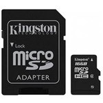 Ficha técnica e caractérísticas do produto Cartão 16Gb Micro Sd com Adaptador Sd - Kingston Sdc4/16Gb - Velocidade Classe 4