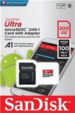 Ficha técnica e caractérísticas do produto Cartao de Memoria 200GB SanDisk Ultra Classe10