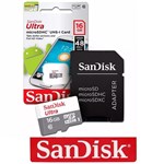Ficha técnica e caractérísticas do produto Cartão de Memória 16 Giga Sandisk Ultra Classe 10