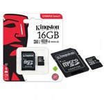 Ficha técnica e caractérísticas do produto Cartão de Memória 16GB Classe 10 Micro SD Kingston SDCS/16GB MICRO SDHC Canvas Select