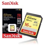 Ficha técnica e caractérísticas do produto Cartão de Memória 16gb Extreme 90mbs Classe 10 4K Sandisk