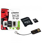 Ficha técnica e caractérísticas do produto Cartão de Memória 16GB Kingston + Adaptador SD + Adaptador MBLY10G2/16GB