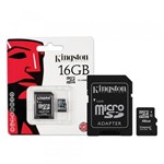 Ficha técnica e caractérísticas do produto Cartão de Memória 16GB Kingston Micro com Adaptador SD SDC4/16GB