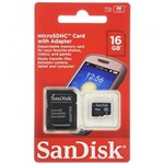 Ficha técnica e caractérísticas do produto Cartão de Memória 16Gb Micro Sd + Adaptador SD - SanDisk