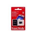 Ficha técnica e caractérísticas do produto Cartão de Memória 16gb Micro Sd C/ Adapt. Sandisk