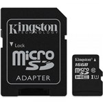 Ficha técnica e caractérísticas do produto Cartão de Memória 16Gb Micro SD C/ Adaptador Kingston Classe 10 SDCS/16GB