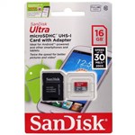 Ficha técnica e caractérísticas do produto Cartão de Memória 16Gb Micro Sd Classe 10 Sandisk Ultra