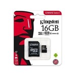 Ficha técnica e caractérísticas do produto Cartão de Memória 16gb Micro Sd com 1 Adapter - Kingston