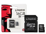Ficha técnica e caractérísticas do produto Cartão de Memória 16GB Micro SD Kingston