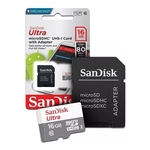 Ficha técnica e caractérísticas do produto Cartão De Memória 16gb Micro Sd Sandisk Ultra Classe 10